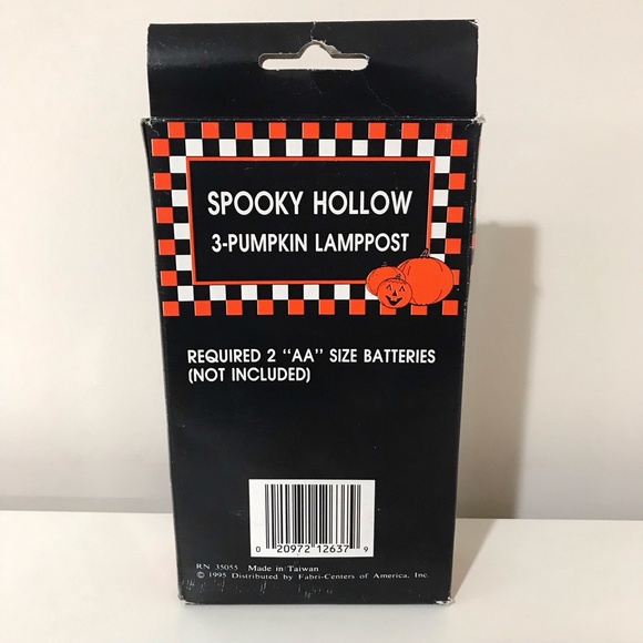 Vintage Spooky Hollow 3-Pumpkin Ghosts Lamp Post & Ghost Fence Accessories Rare - Picture 4 of 14